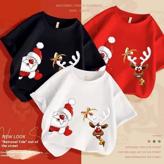 Christmas Elk Cotton T-shirt Boy