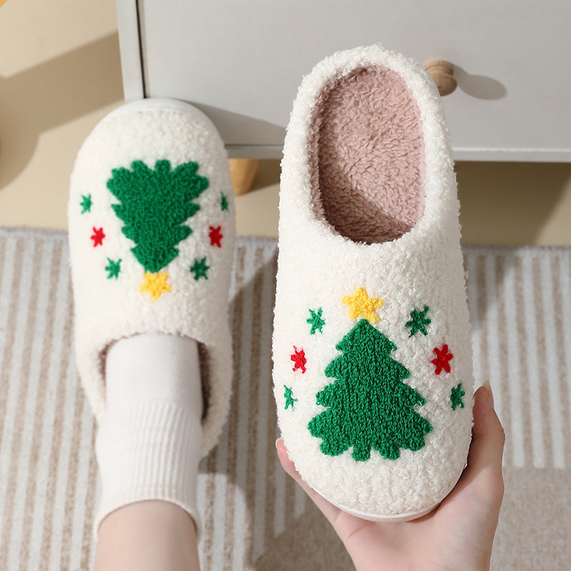 Christmas Home Slippers Cute Cartoon Santa Claus Cotton Slippers