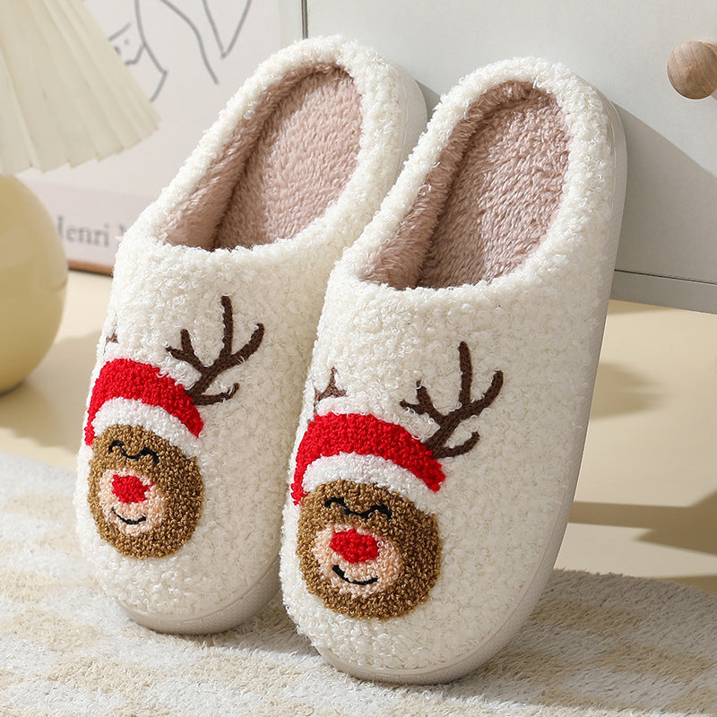 Christmas Home Slippers Cute Cartoon Santa Claus Cotton Slippers