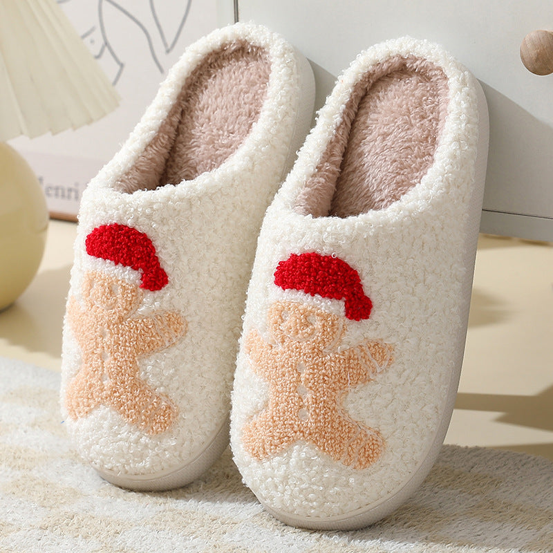 Christmas Home Slippers Cute Cartoon Santa Claus Cotton Slippers