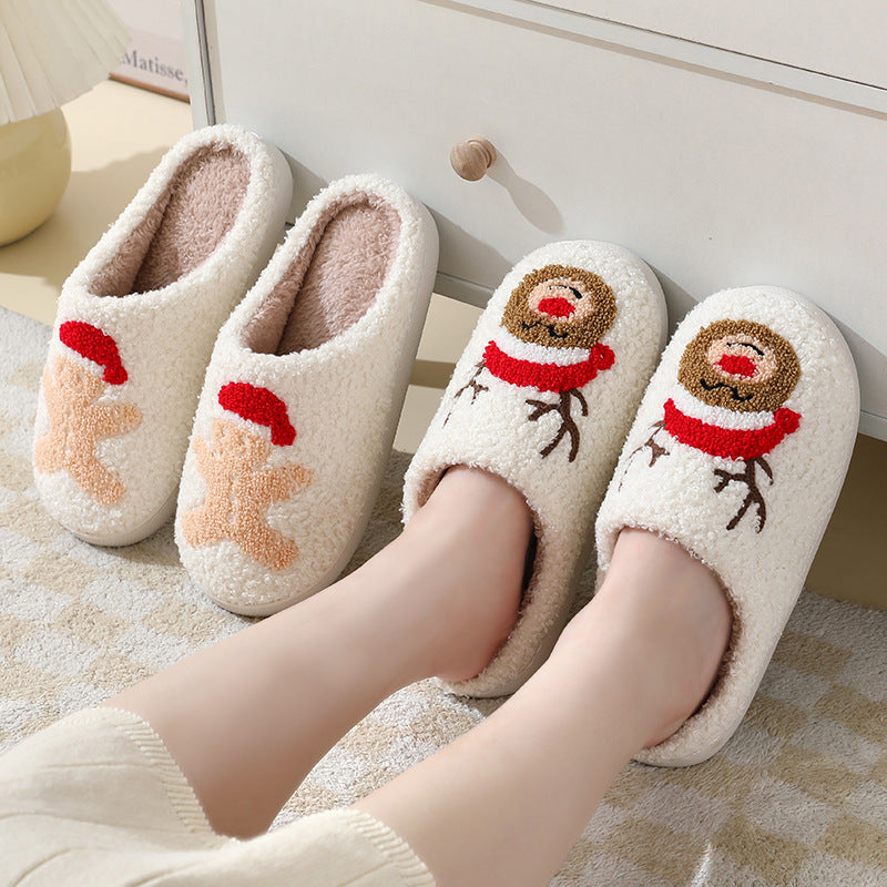 Christmas Home Slippers Cute Cartoon Santa Claus Cotton Slippers