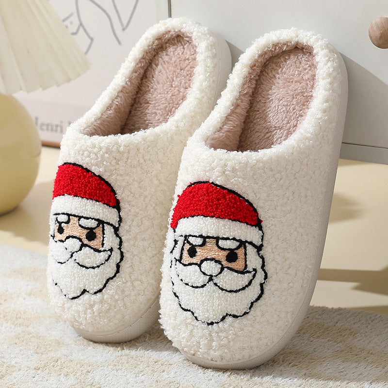 Christmas Home Slippers Cute Cartoon Santa Claus Cotton Slippers