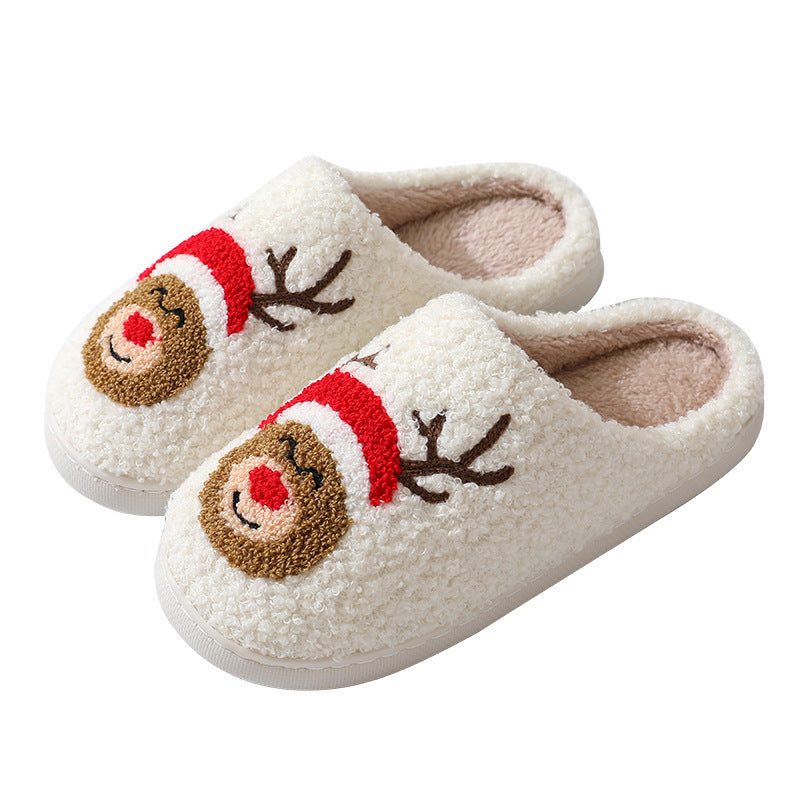 Christmas Home Slippers Cute Cartoon Santa Claus Cotton Slippers