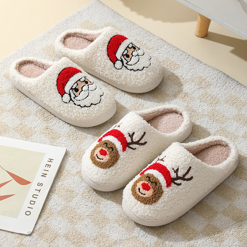 Christmas Home Slippers Cute Cartoon Santa Claus Cotton Slippers